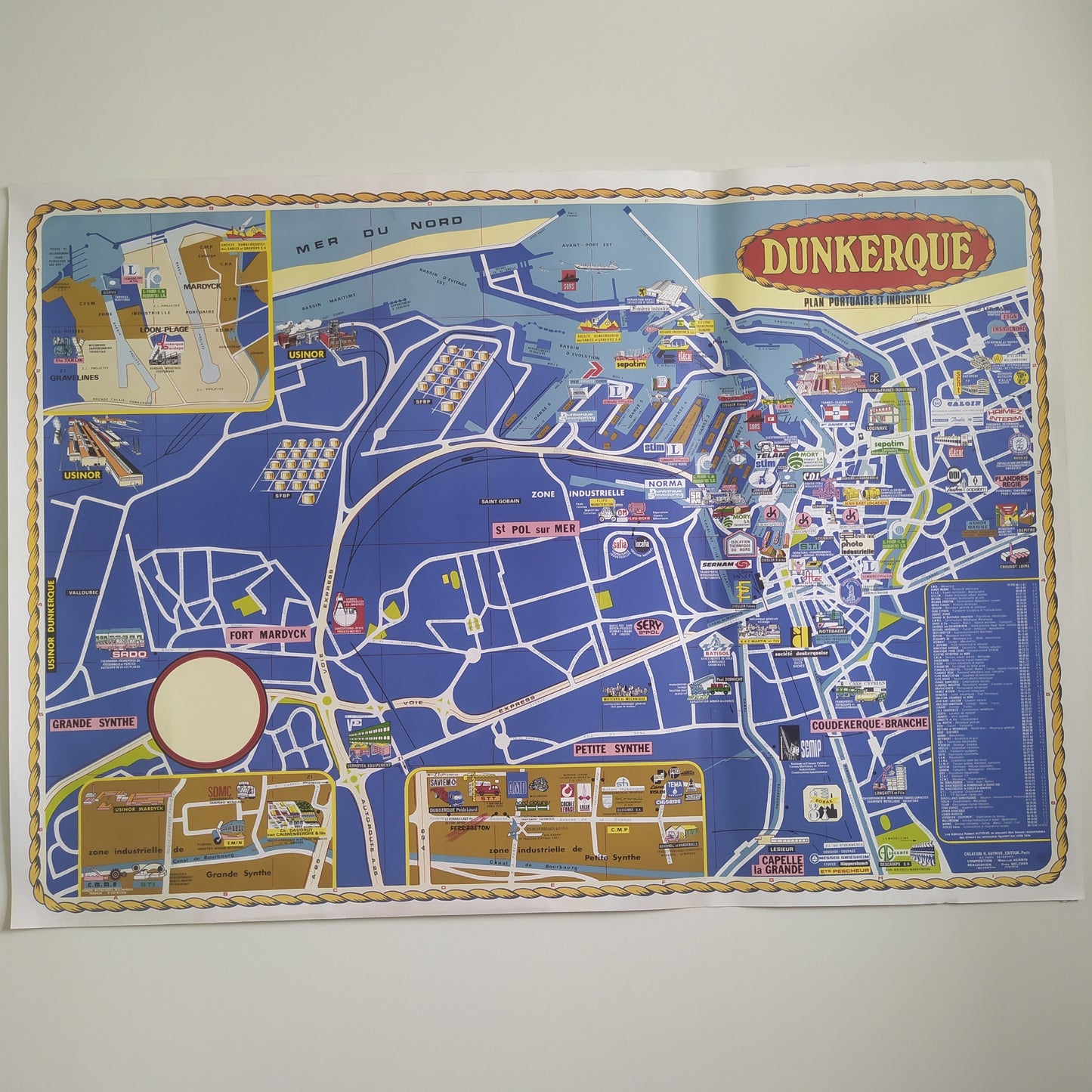 Plan illustré de Dunkerque par Jorj Morin - ca. 1960