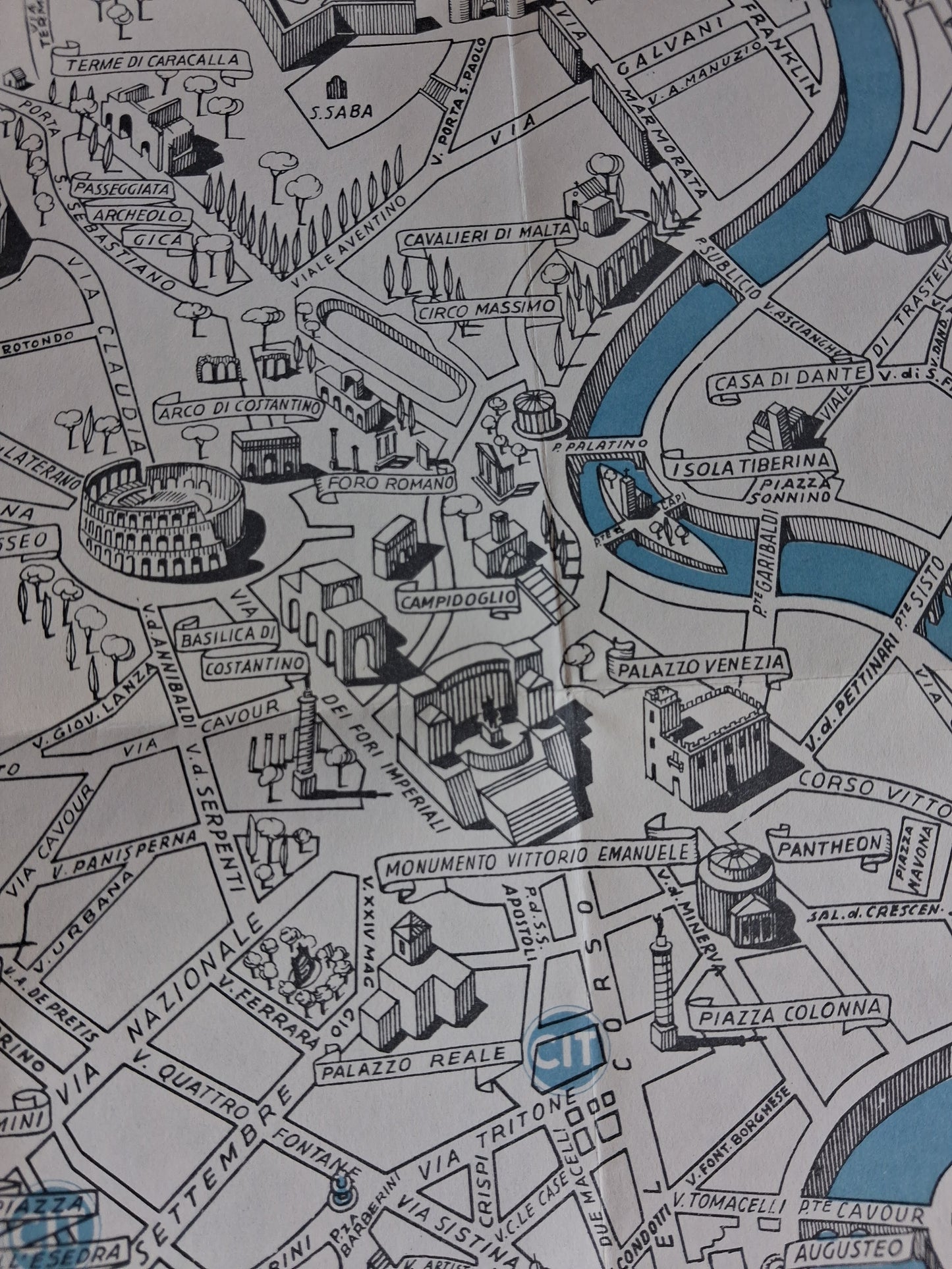 Plan pictural de Rome par A. Marendino - 1950