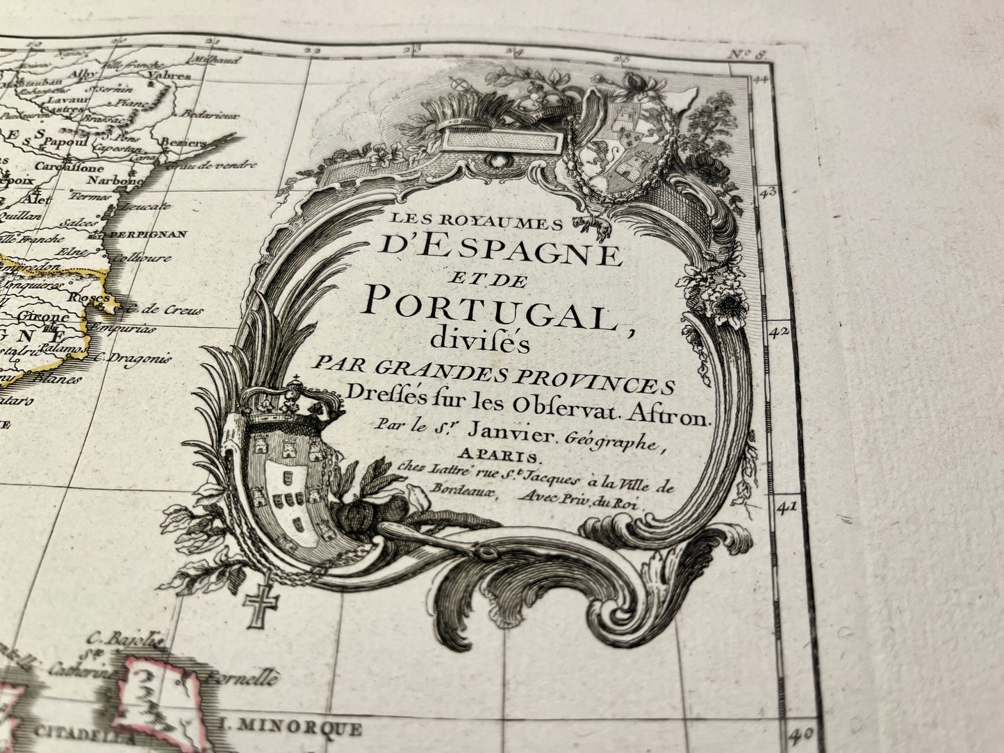 Achat carte ancienne Royaumes Espagne Portugal