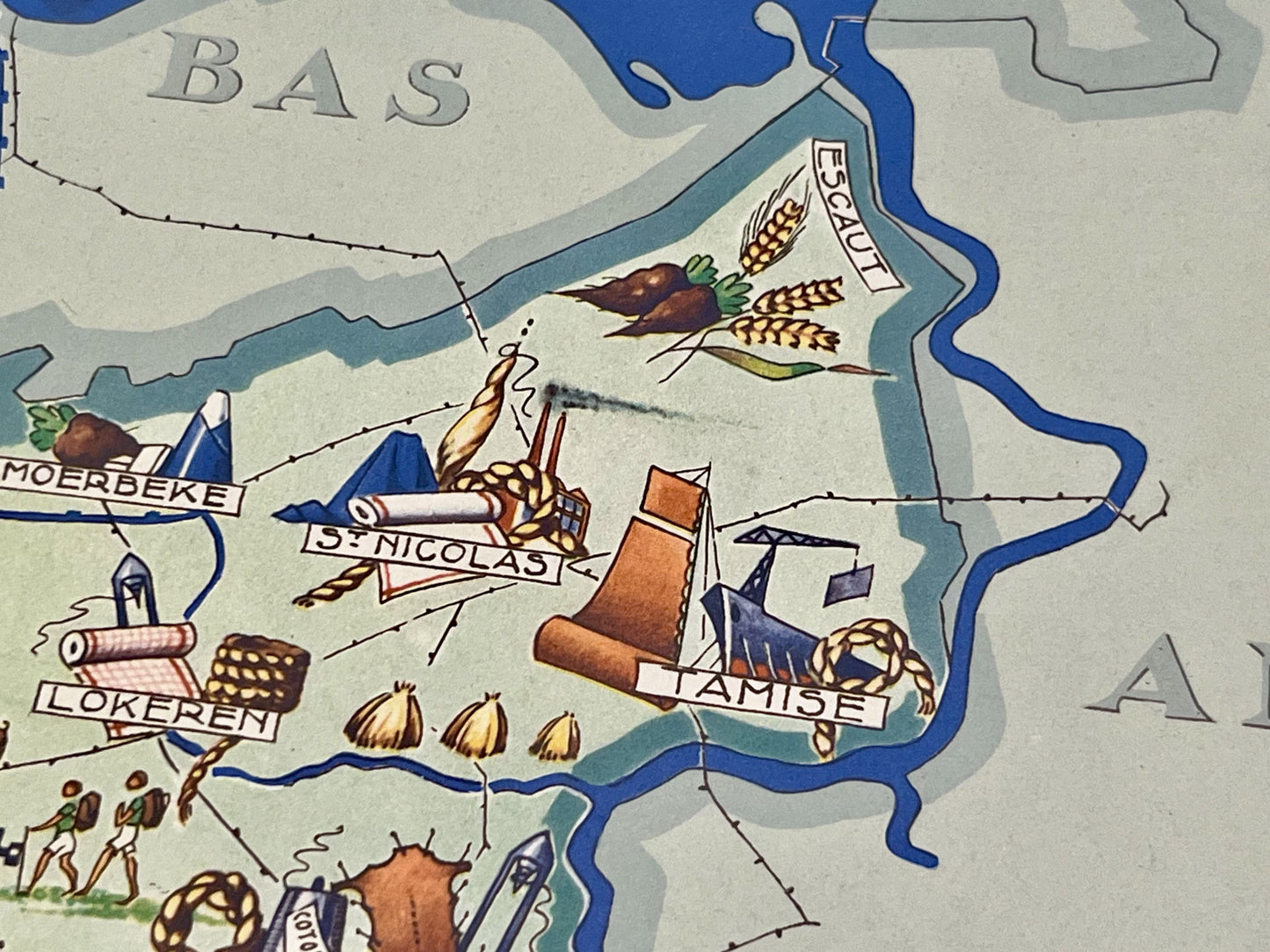 Achat carte picturale ancienne Flandre Orientale