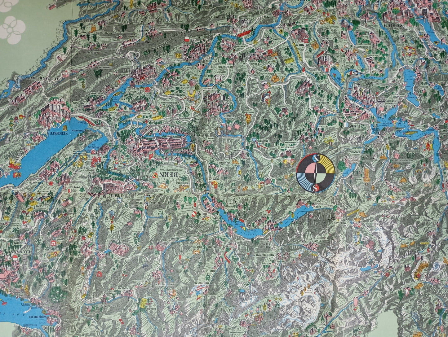 Affiche geographique et picturale de la Suisse