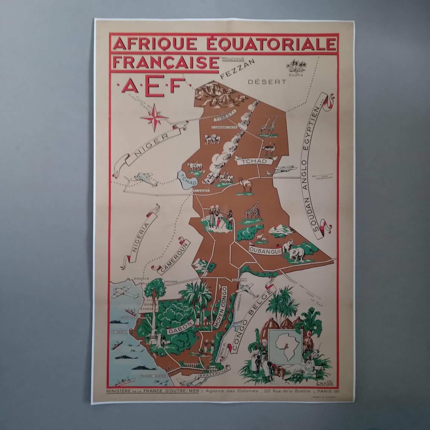Affiche vintage de l'Afrique Equatoriale Française