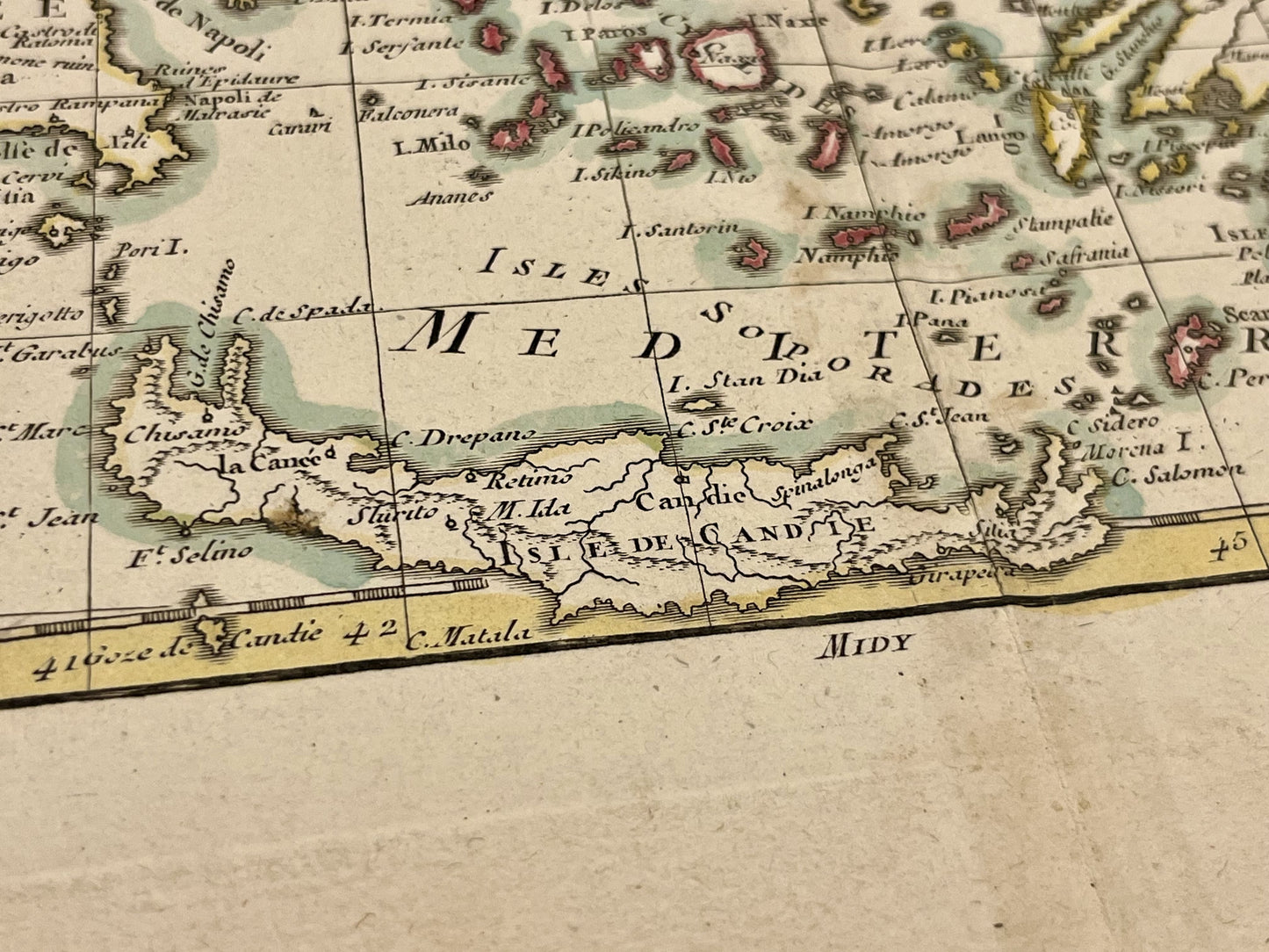 Antique map Creta Greece