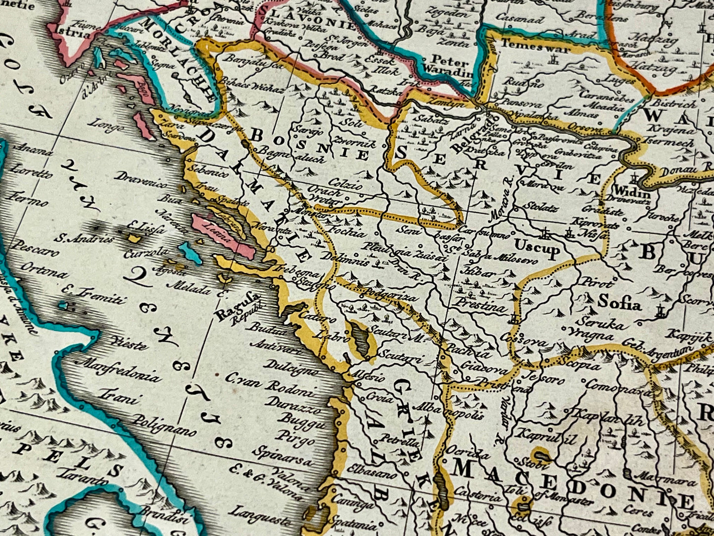 Antique map of the Balkans