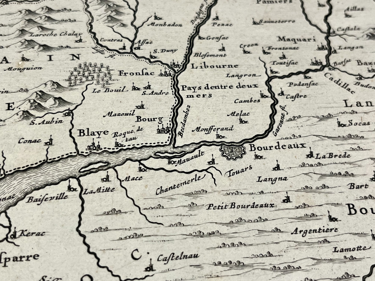 Bourdeaux carte ancienne Aquitaine