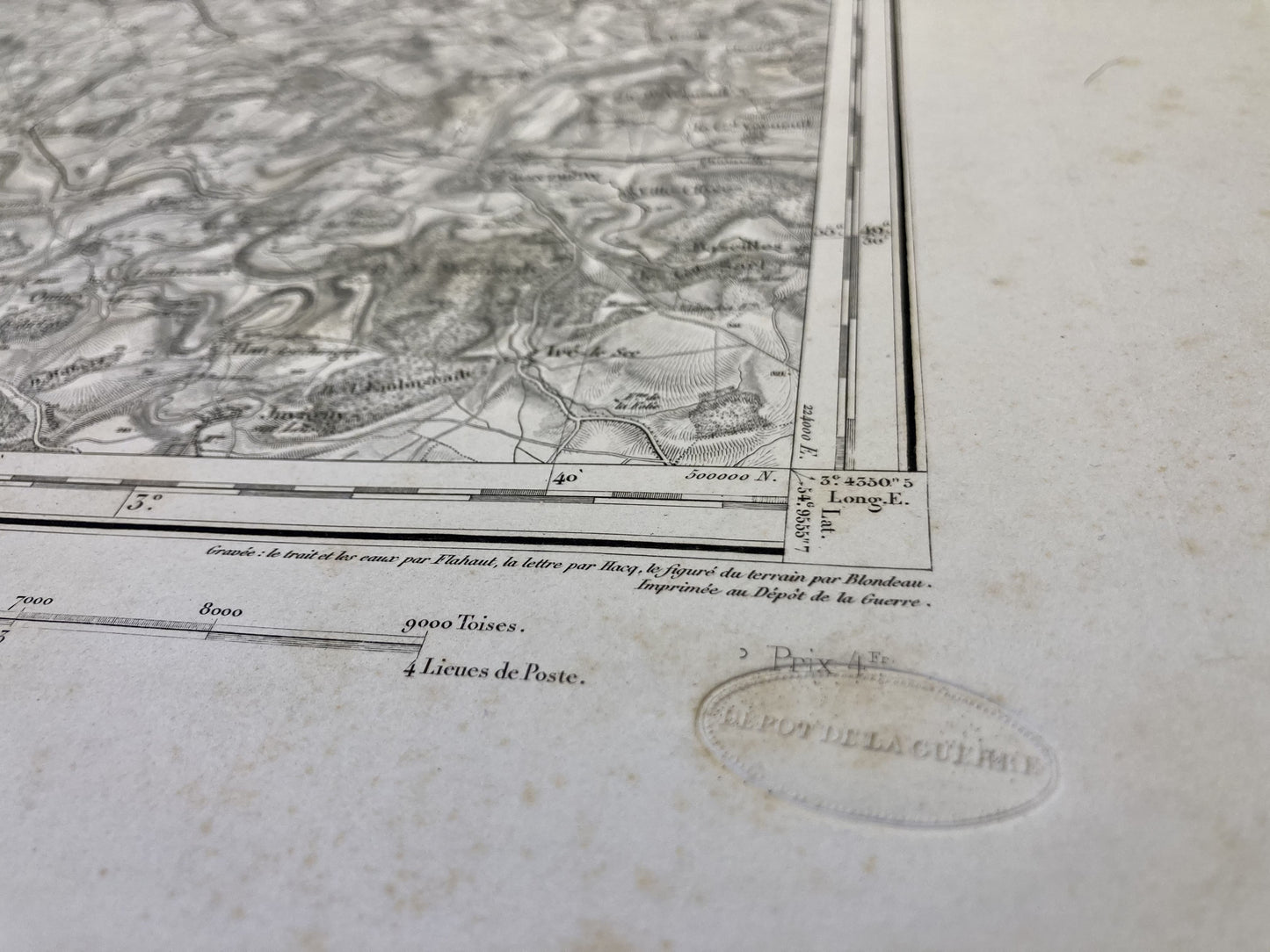 Tampon Dépôt de la Guerre sur la carte d'Etat-Major ancienne de Mézières