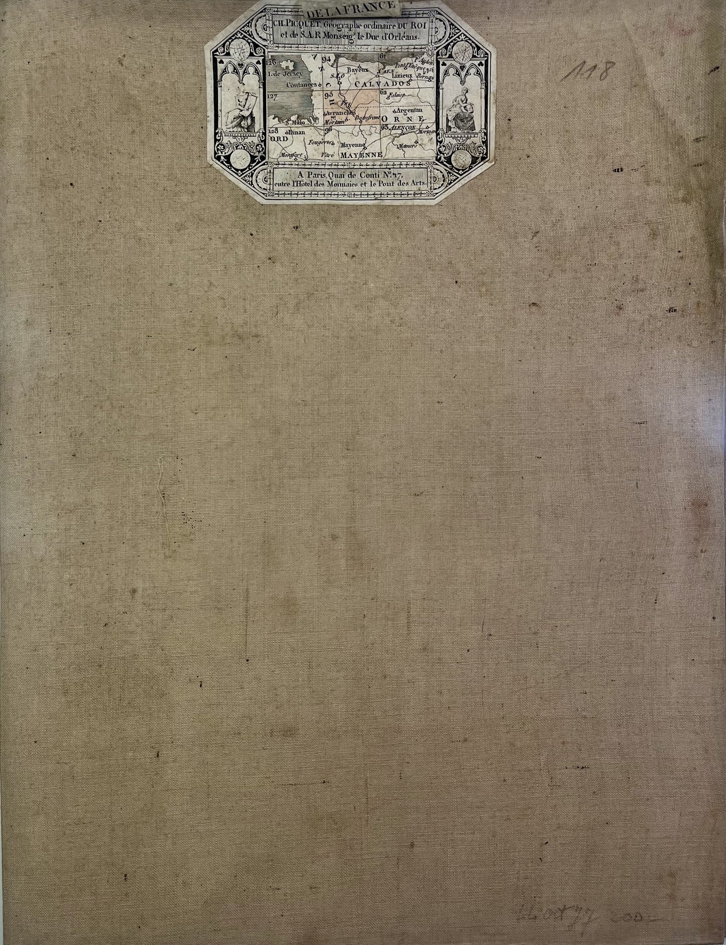 Carte de Cassini ancienne d'Avranches en Normandie