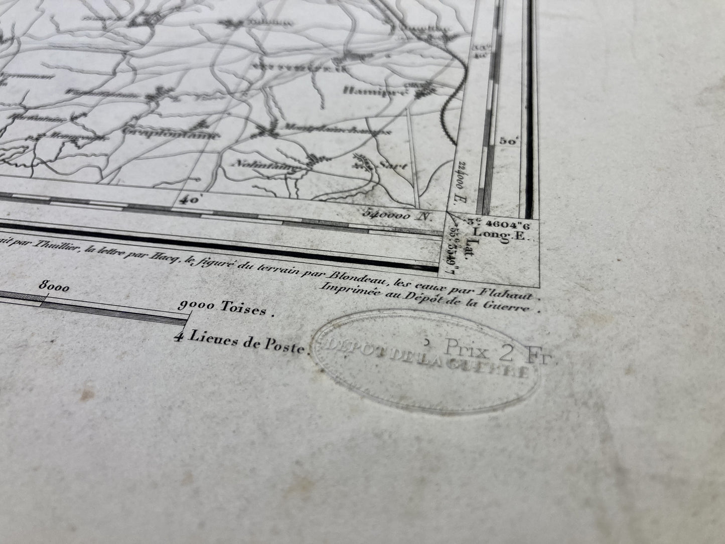 Tampon Dépôt de la Guerre sur la carte d'Etat-Major ancienne de Givet