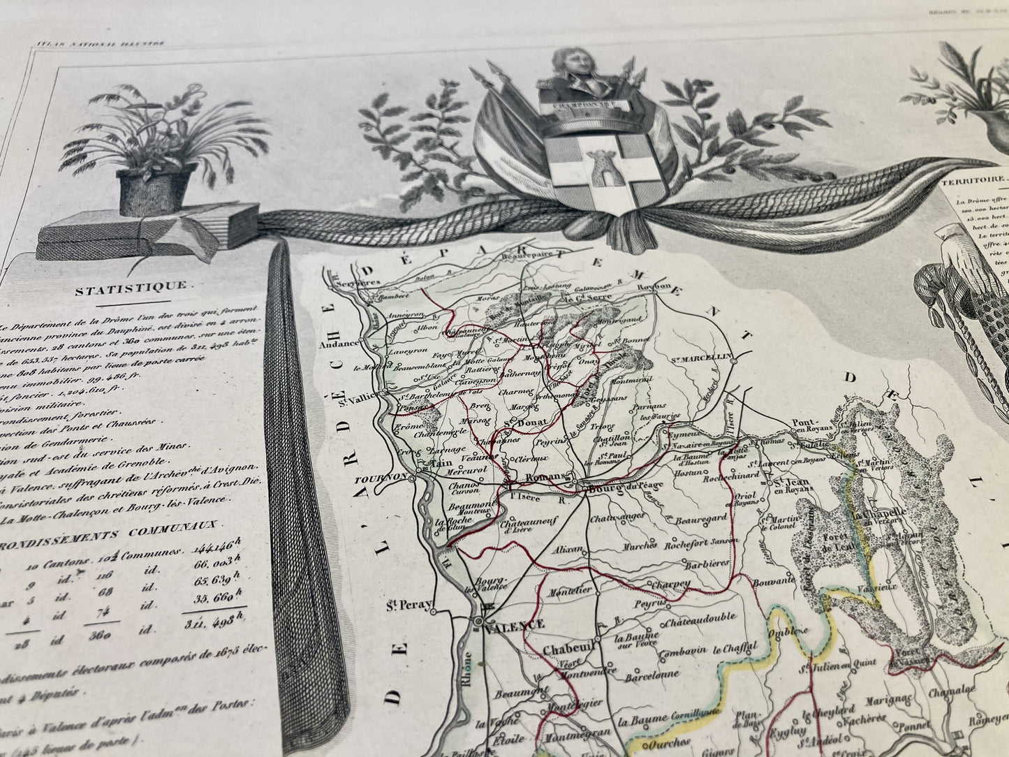 Gravure carte ancienne de la Drôme