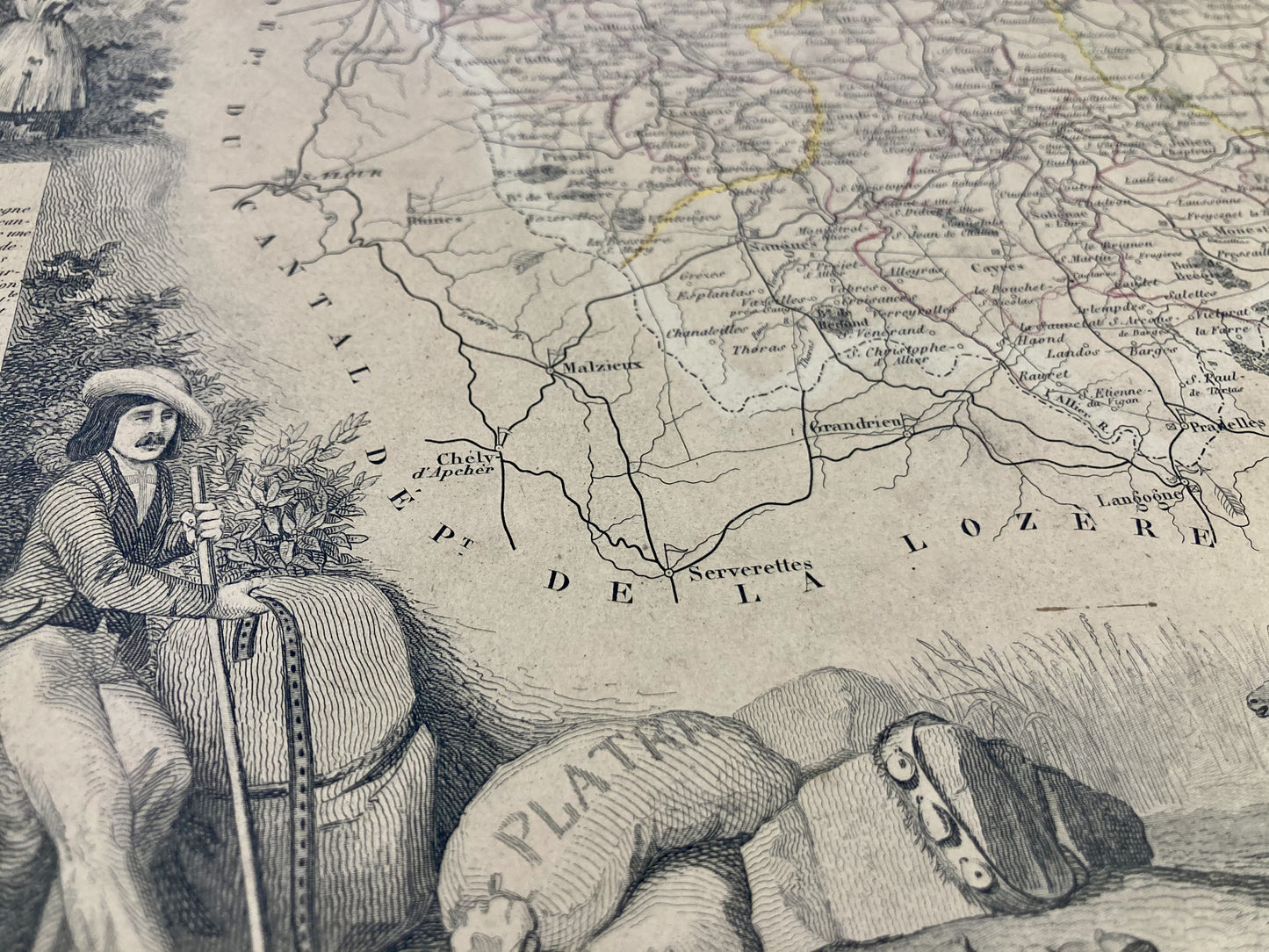 Gravure carte ancienne de la Haute-Loire