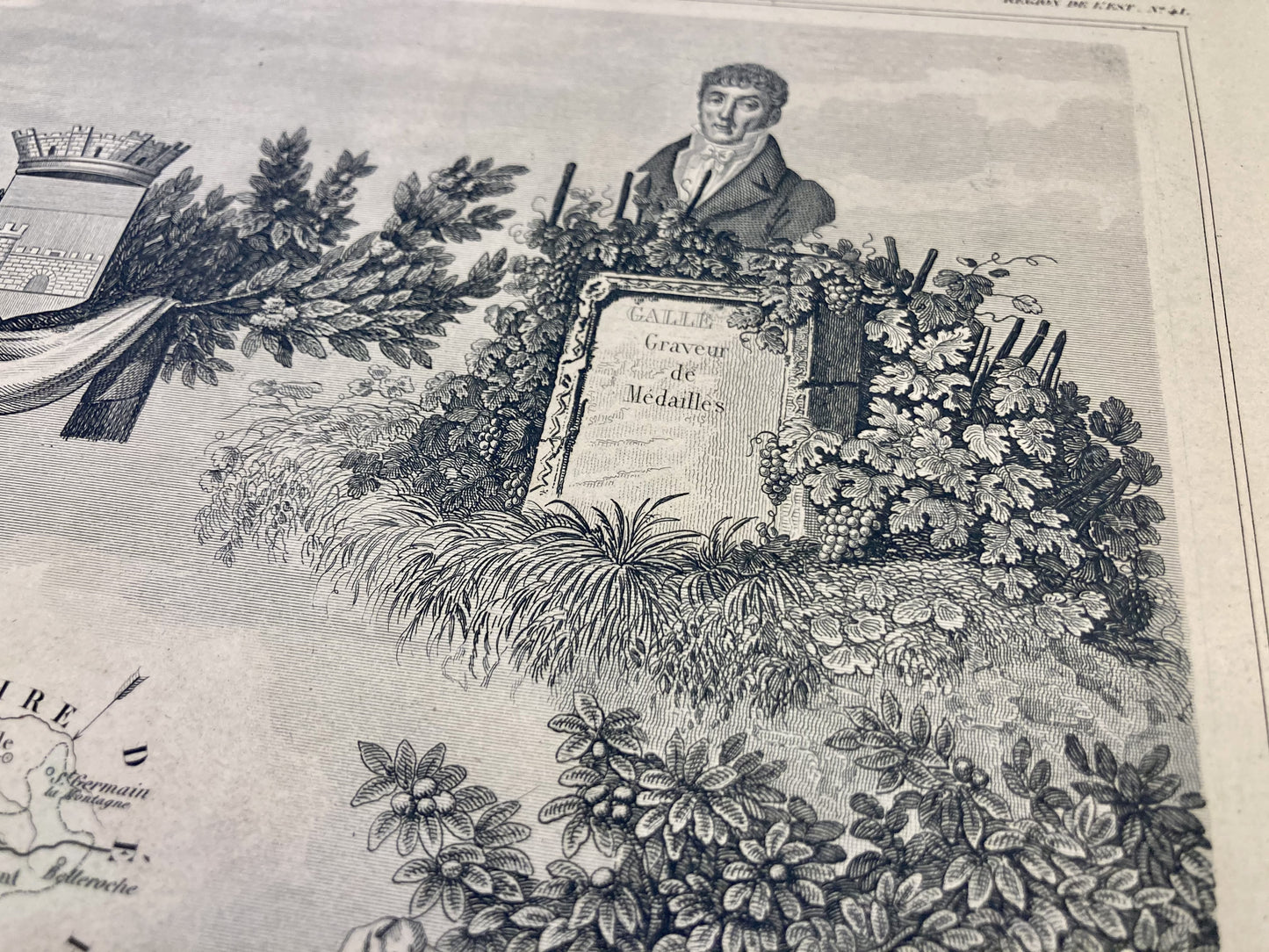 Gravure carte ancienne de la Loire