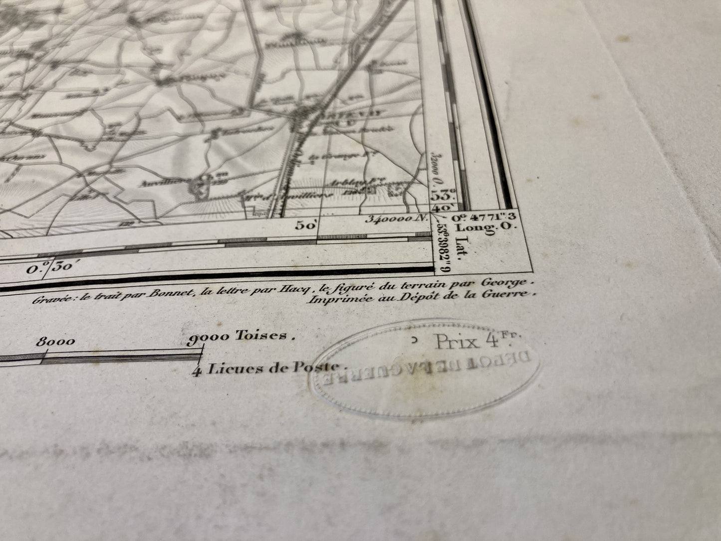 Tampon Dépôt de la Guerre sur la carte d'Etat-Major ancienne de Chateaudun