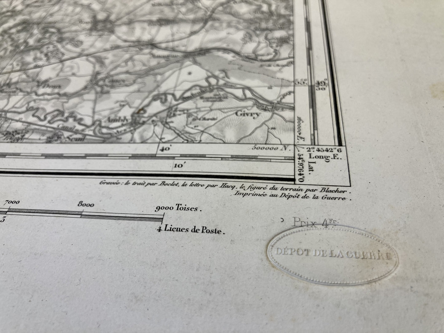 Tampon Dépôt de la Guerre sur la carte d'Etat-Major ancienne de Rethel