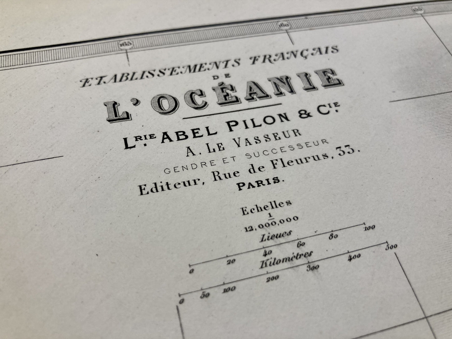 Cartouche de la carte ancienne des Etablissements francais de l'Océanie