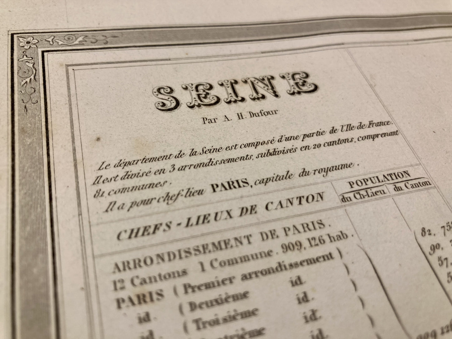 Carte départementale ancienne de Paris par Dufour 3
