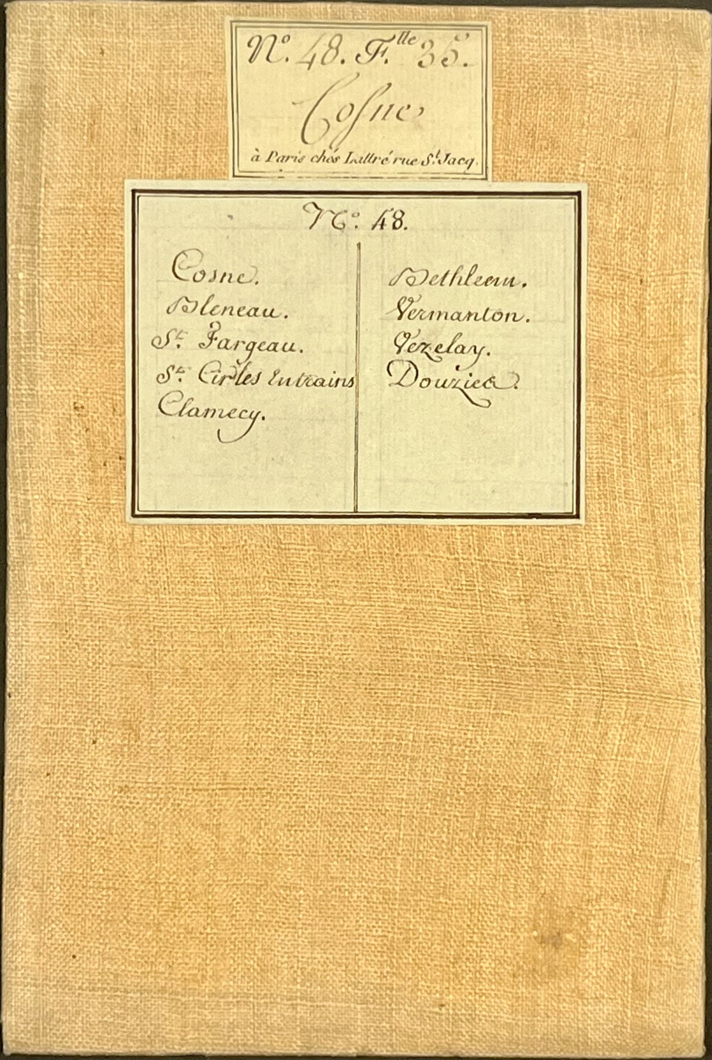 Carte Cassini ancienne entoilee Cosne-sur-Loire