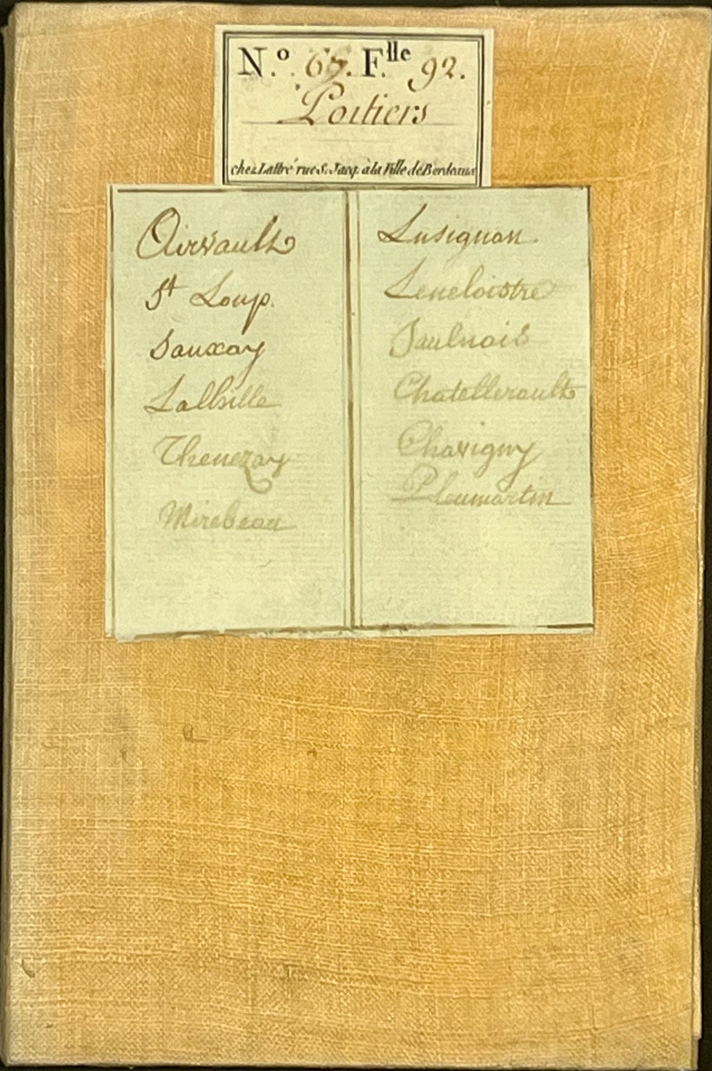 Carte Cassini entoilee ancienne Poitiers