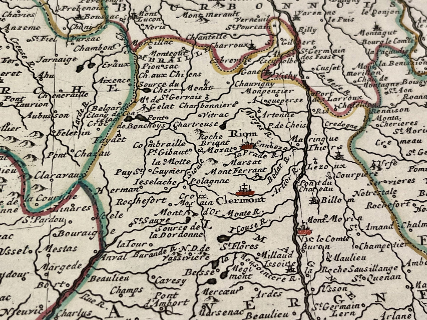 Carte ancienne Auvergne Clermont