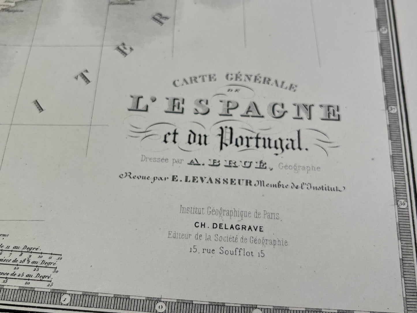 Carte ancienne Espagne Portugal par Brue