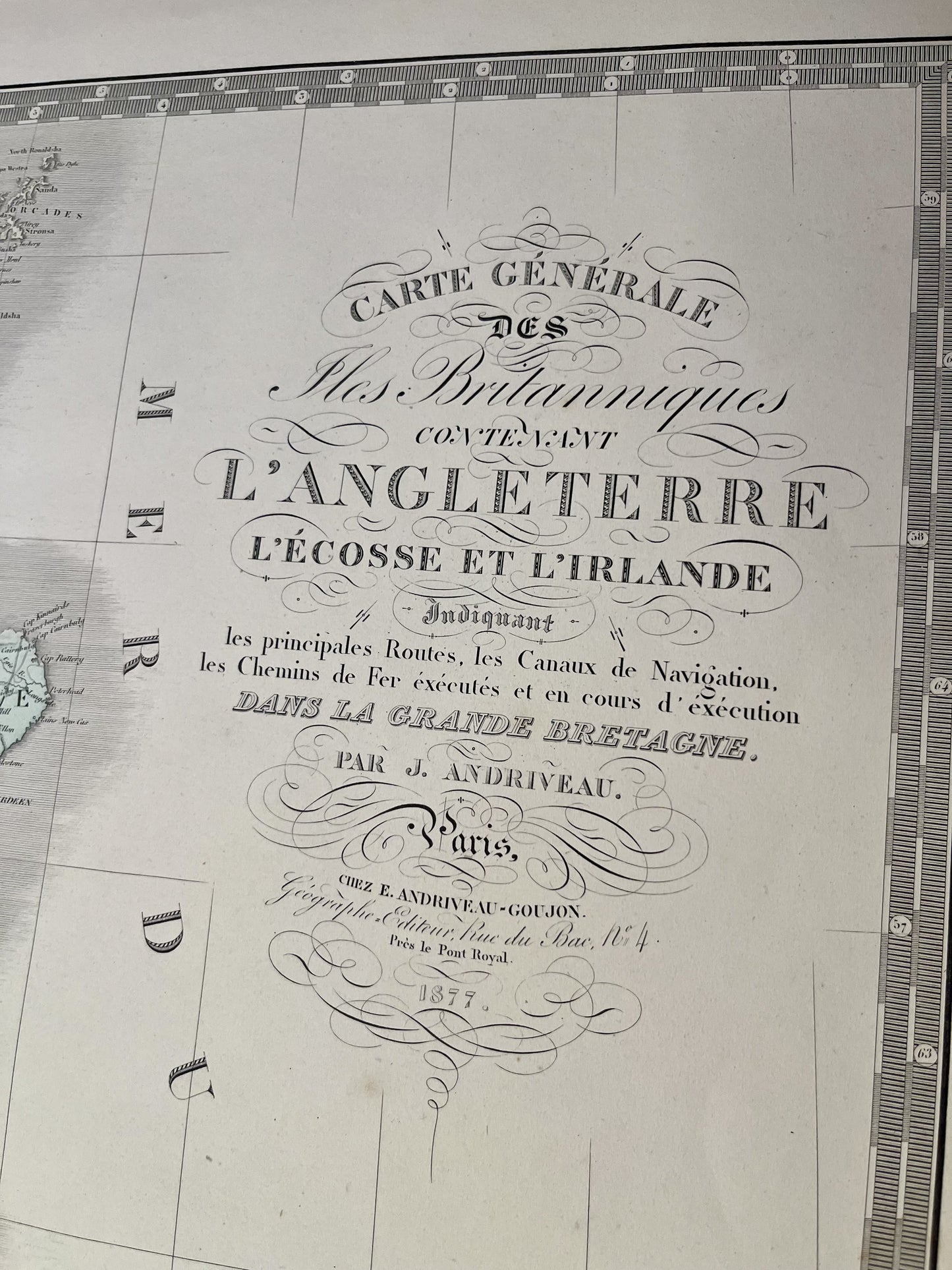 Carte ancienne Iles Britanniques par Andriveau