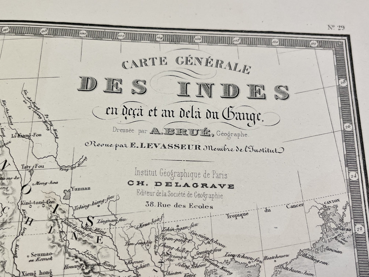 Carte ancienne Indes par Brue