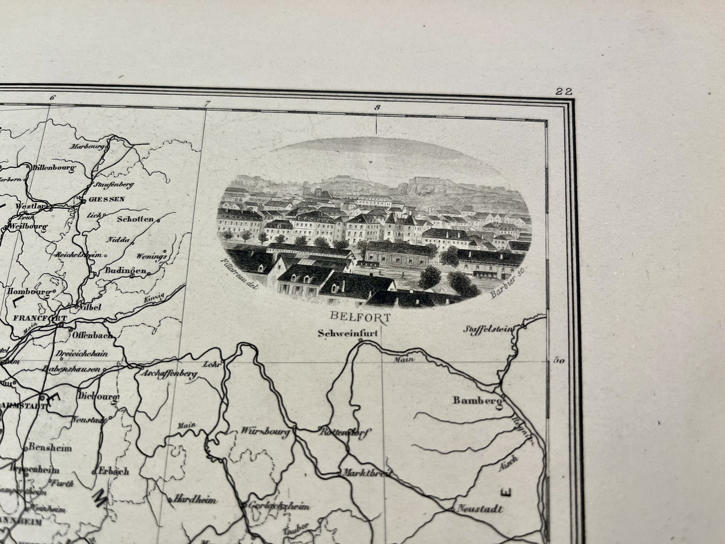 Carte ancienne decorative Nord-Est France