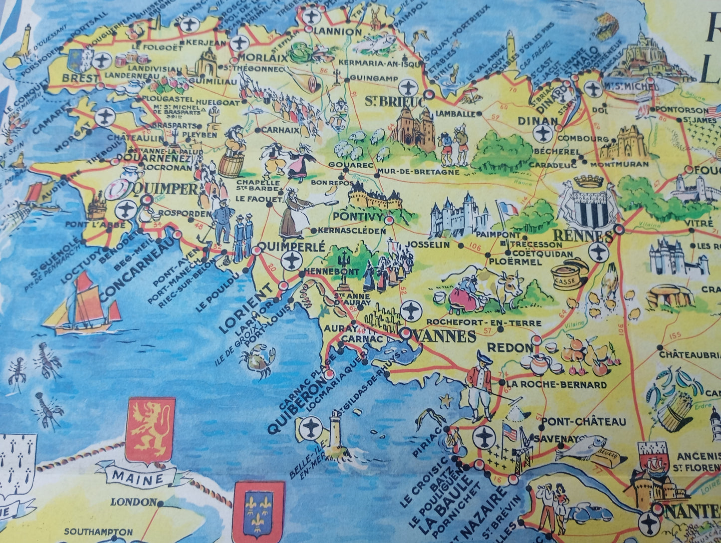 Carte ancienne et illustree bretagne