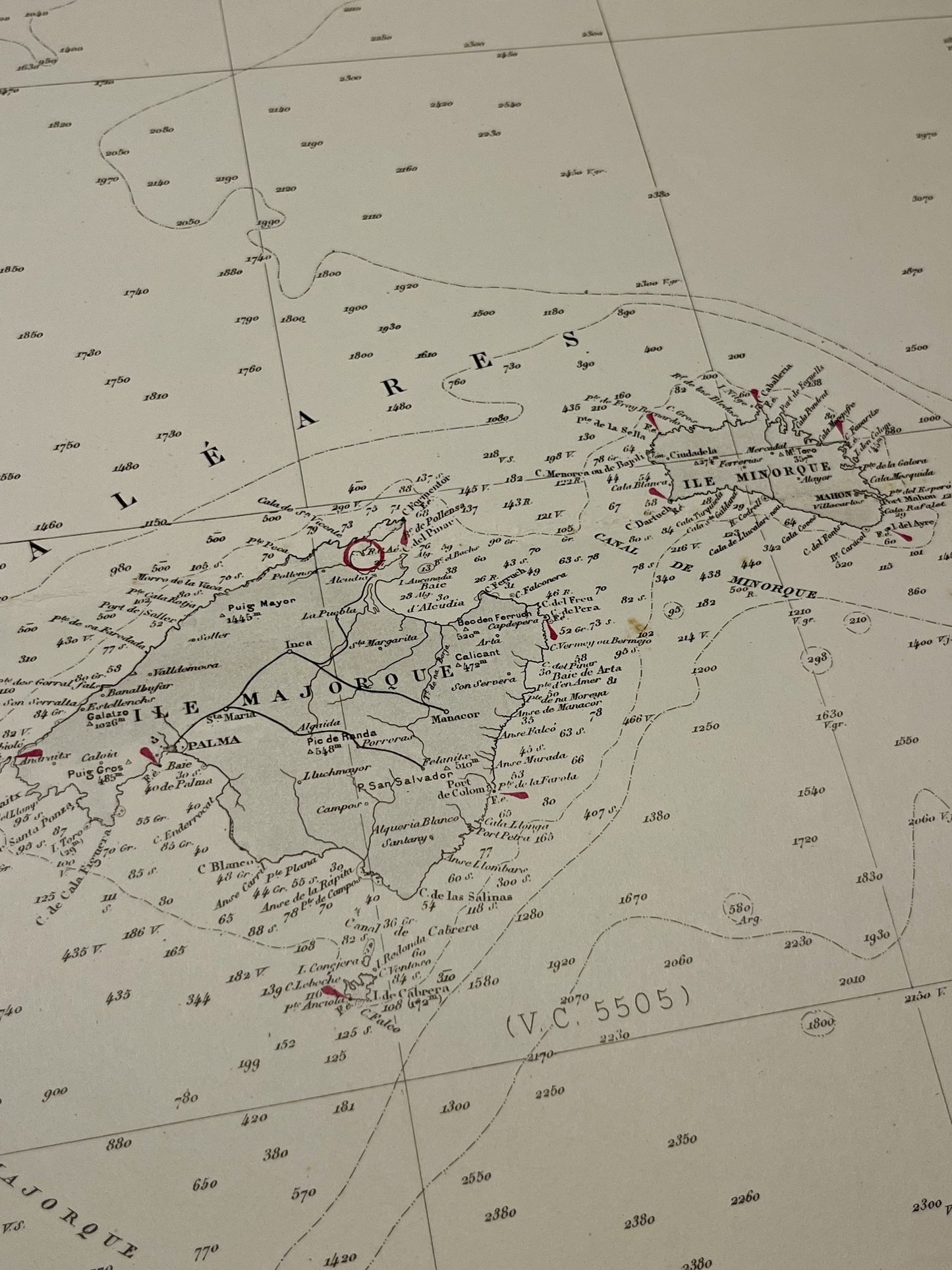 Carte ancienne iles Majorque et Minorque