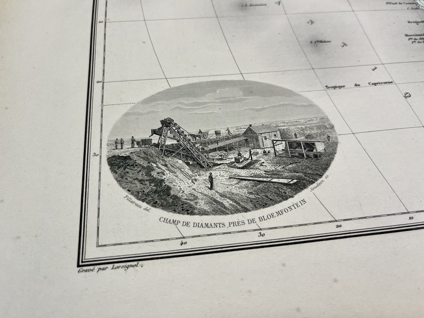 Carte decorative ancienne Afrique physique