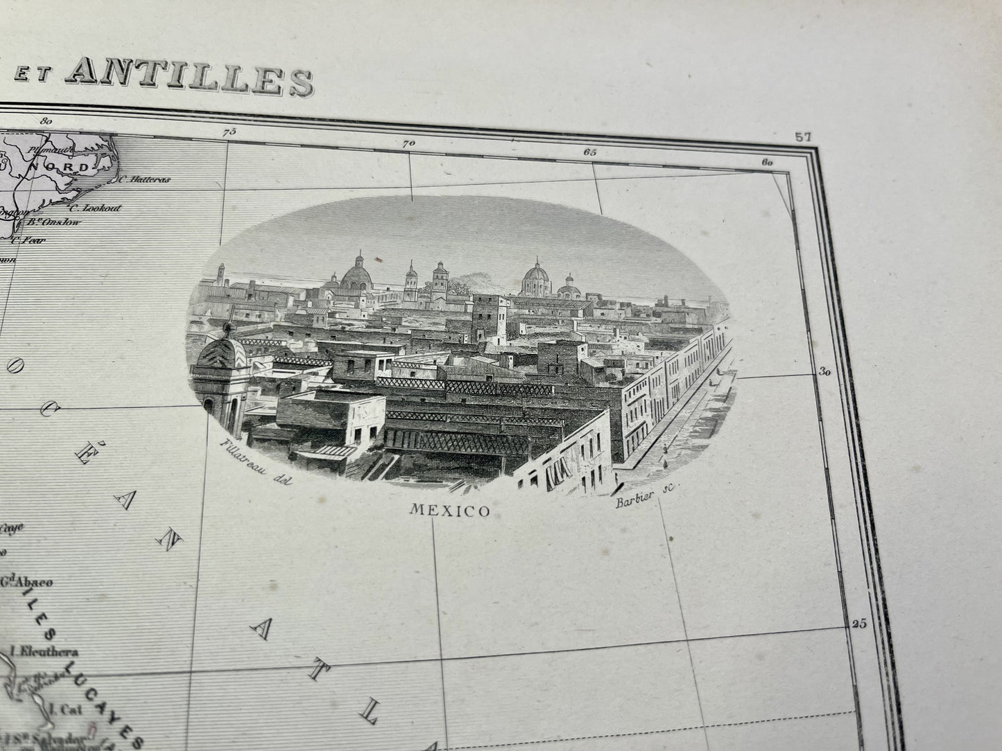 Carte decorative ancienne Antilles Amerique Centrale