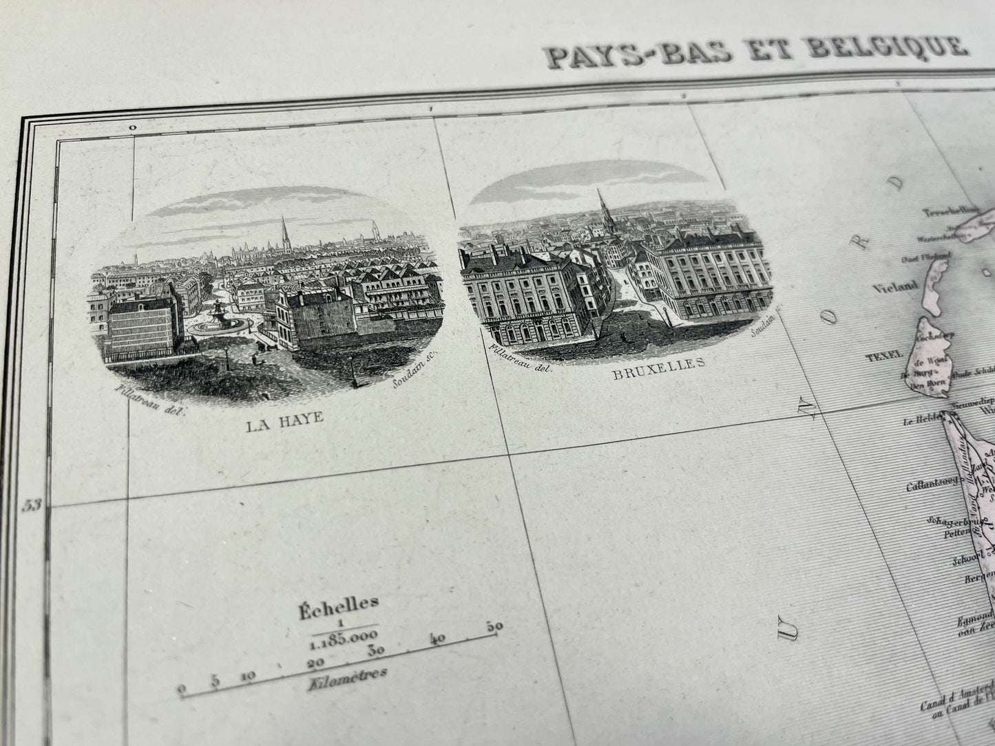 Carte decorative ancienne Belgique Pays-Bas