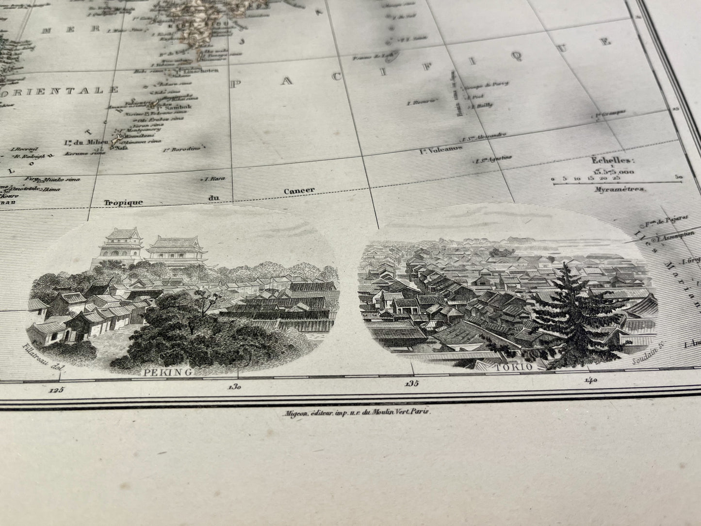 Carte decorative ancienne Chine Coree