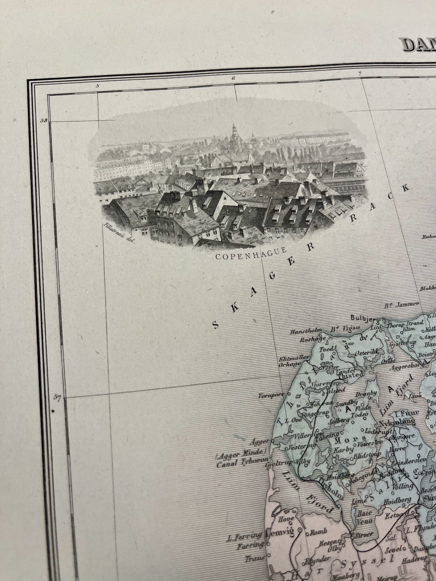 Carte decorative ancienne Danemark Scandinavie