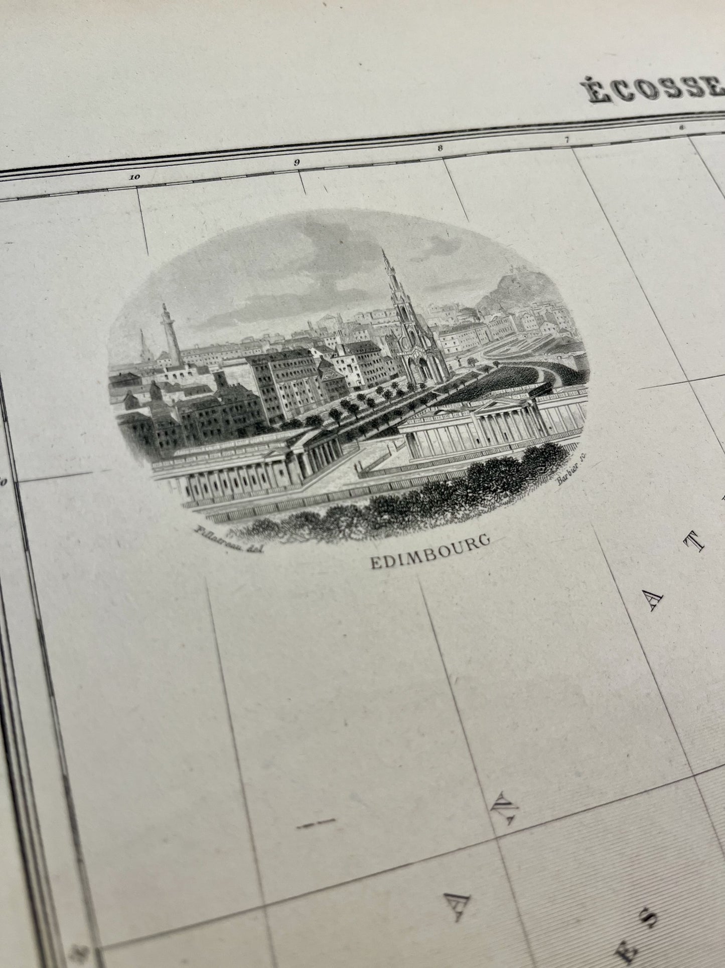 Carte decorative ancienne Ecosse Edimbourg