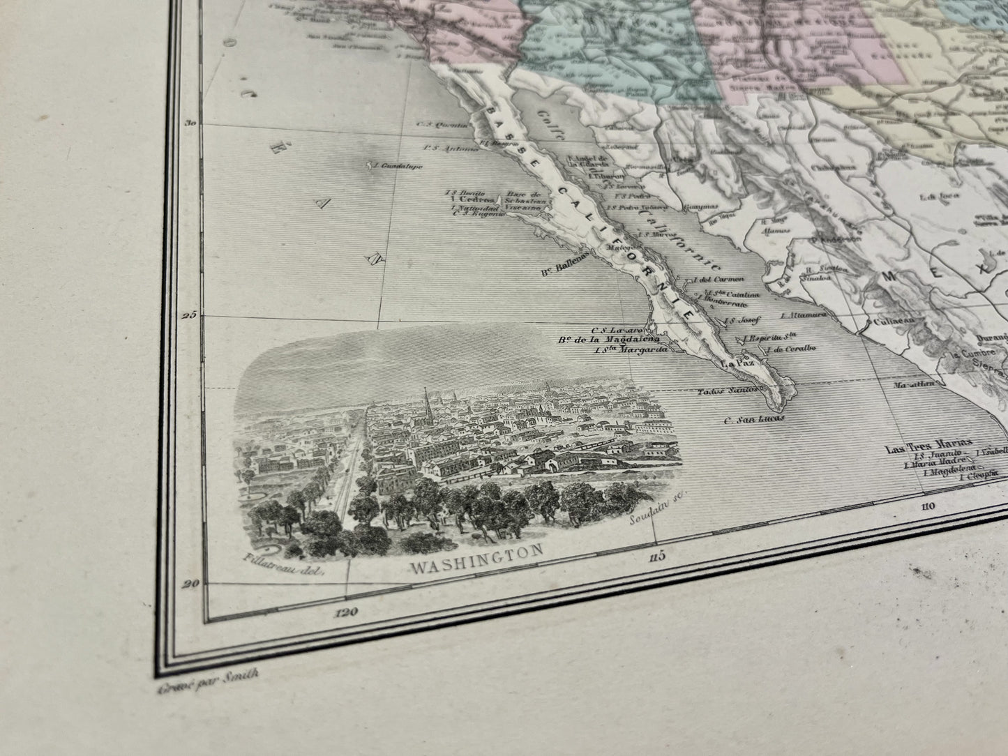 Carte decorative ancienne Etats-Unis Amerique