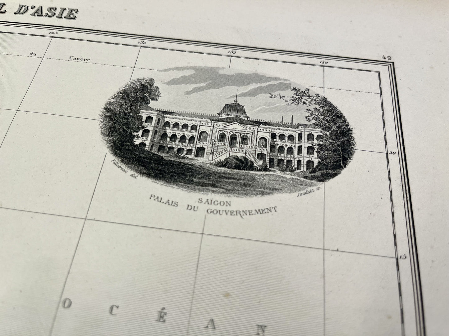 Carte decorative ancienne Indochine Indonesie