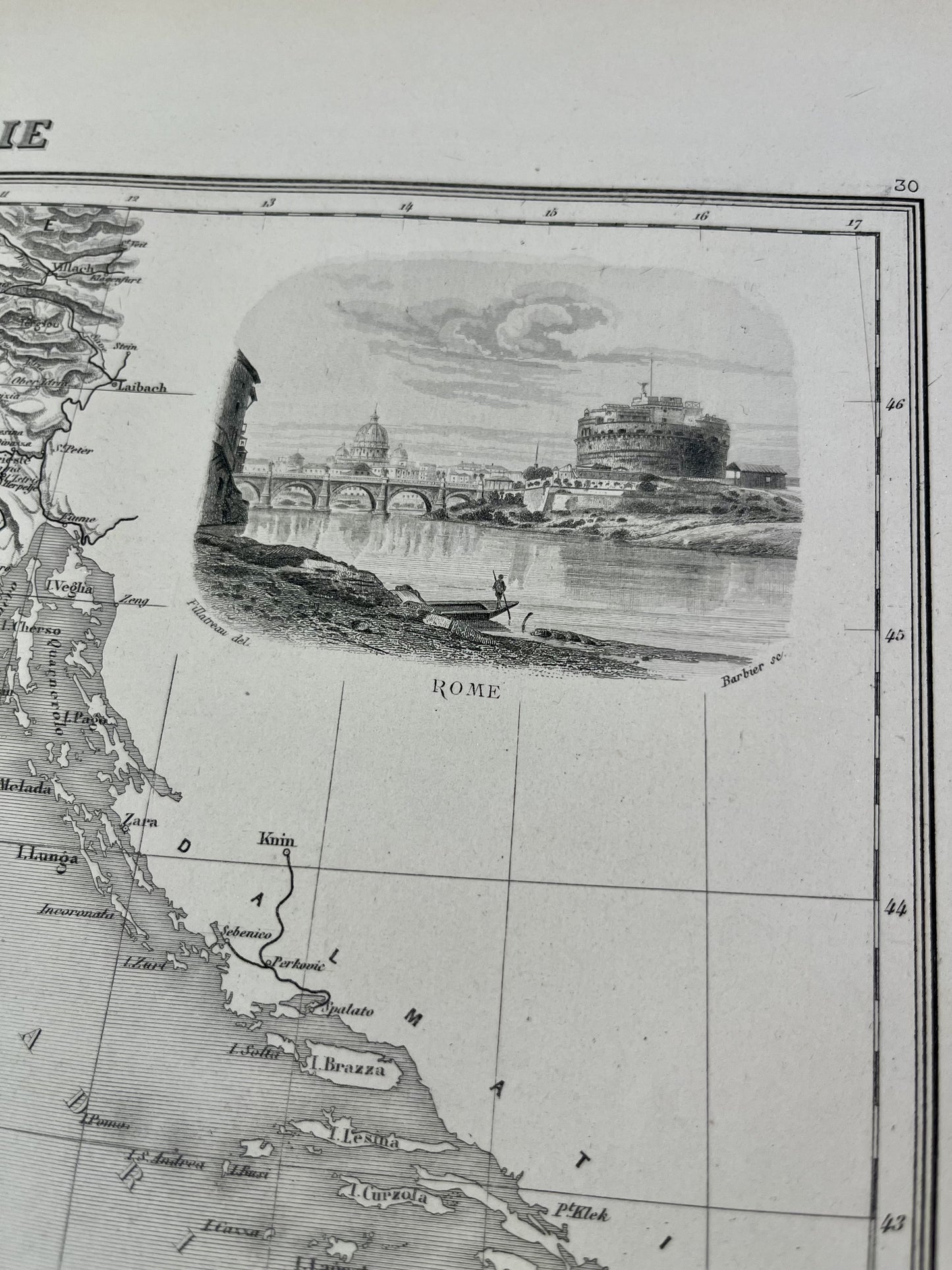 Carte decorative ancienne Italie Mediterrannee