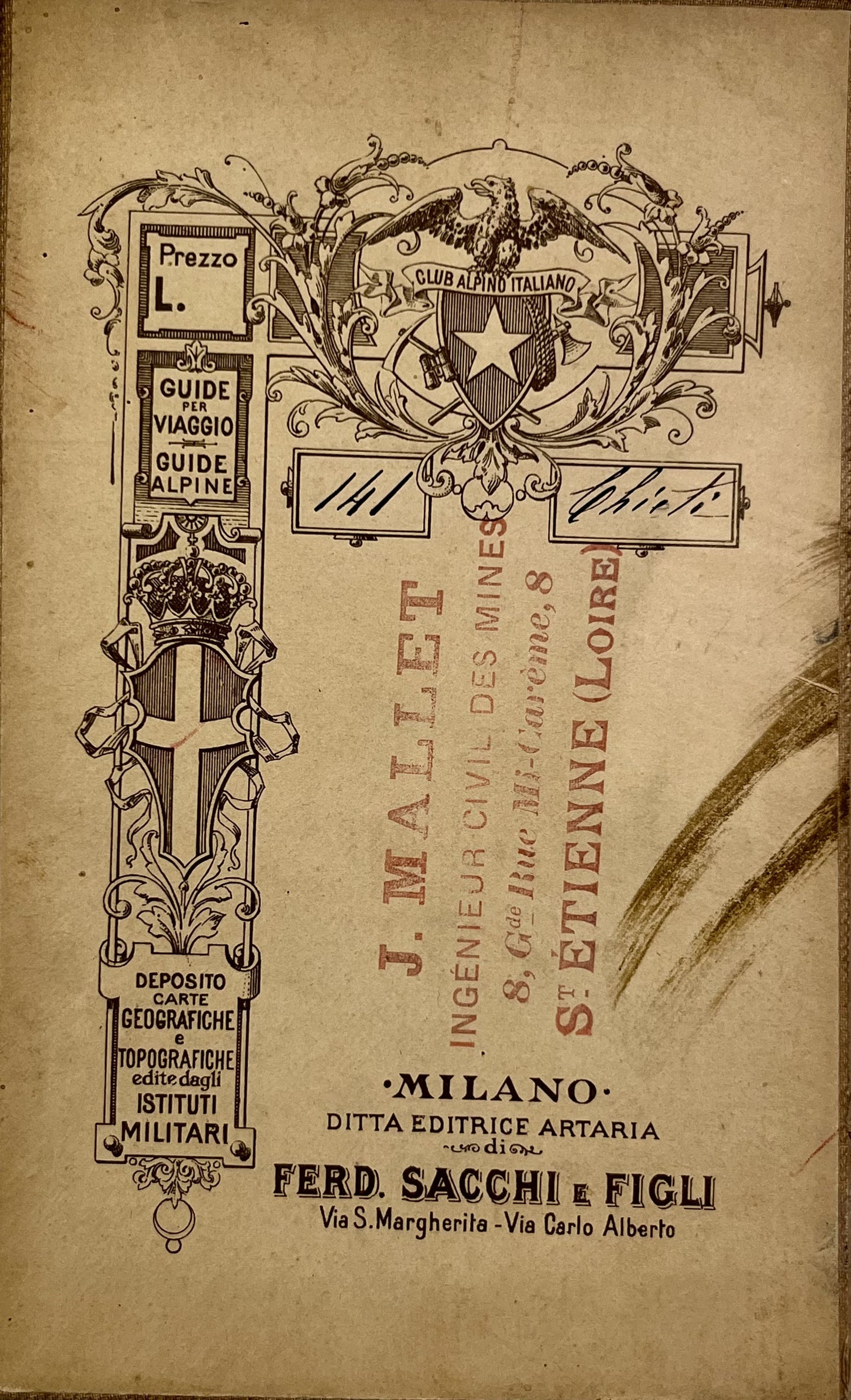 Carte entoilee ancienne Italie Chieti