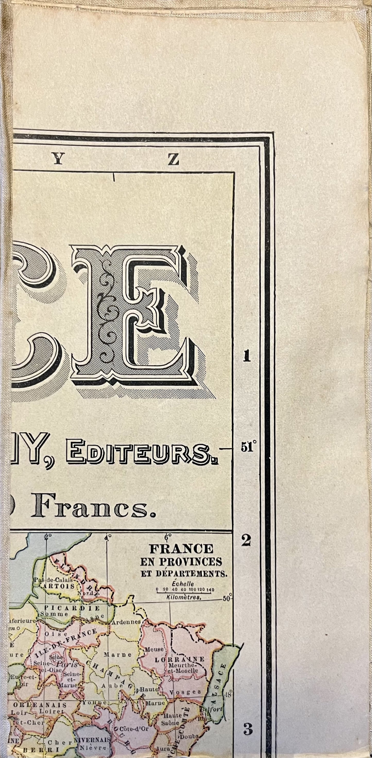 Carte entoilee ancienne vintage France