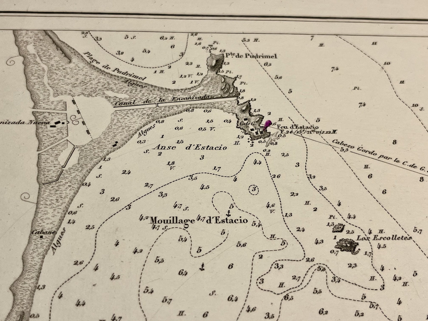 Carte geographique ancienne Anse Estacio Espagne