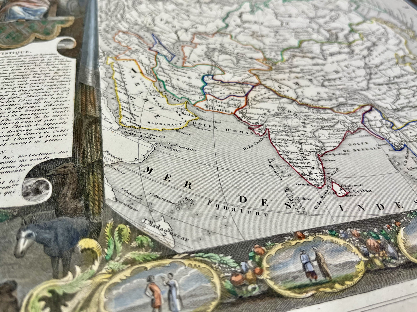 Carte geographique ancienne Asie coloree