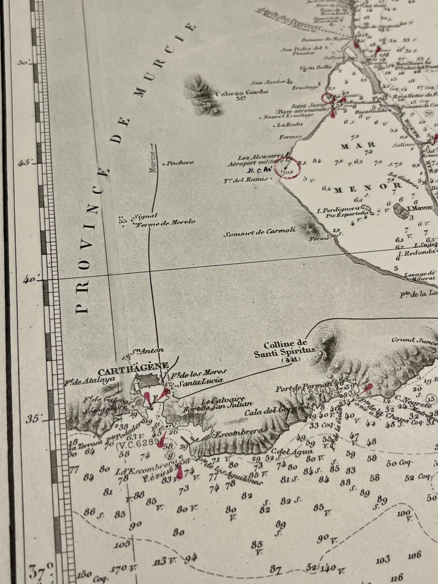 Carte geographique ancienne Carthagene Espagne