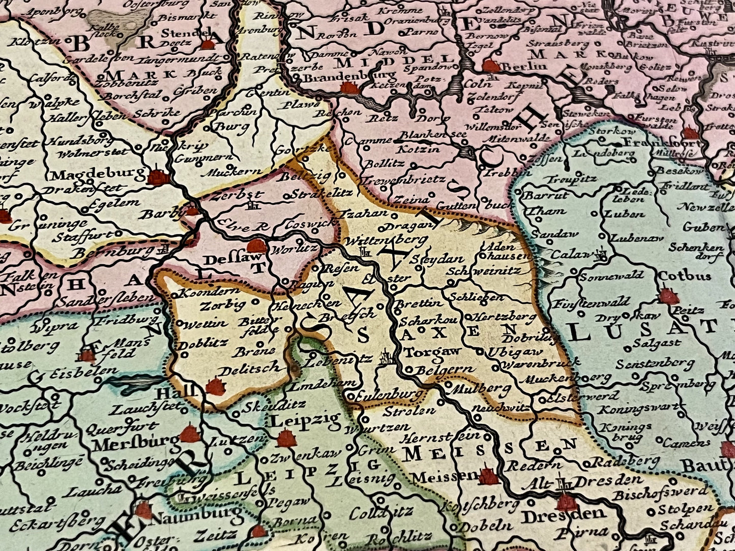 Carte geographique ancienne Haute-Saxe