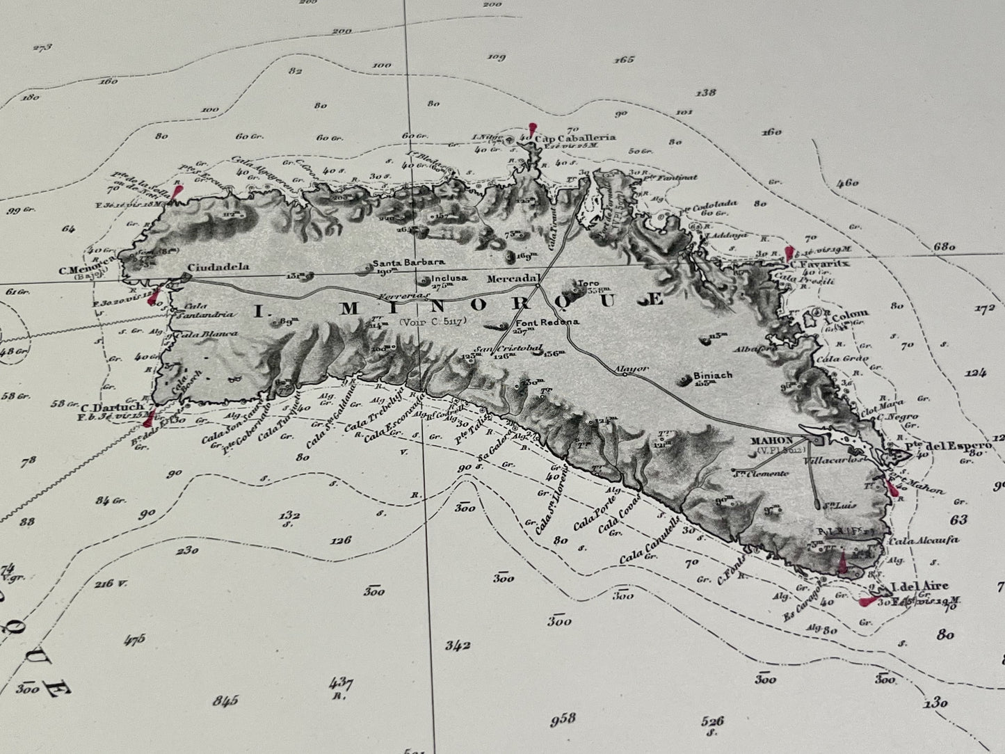 Carte geographique ancienne Minorque Baleares