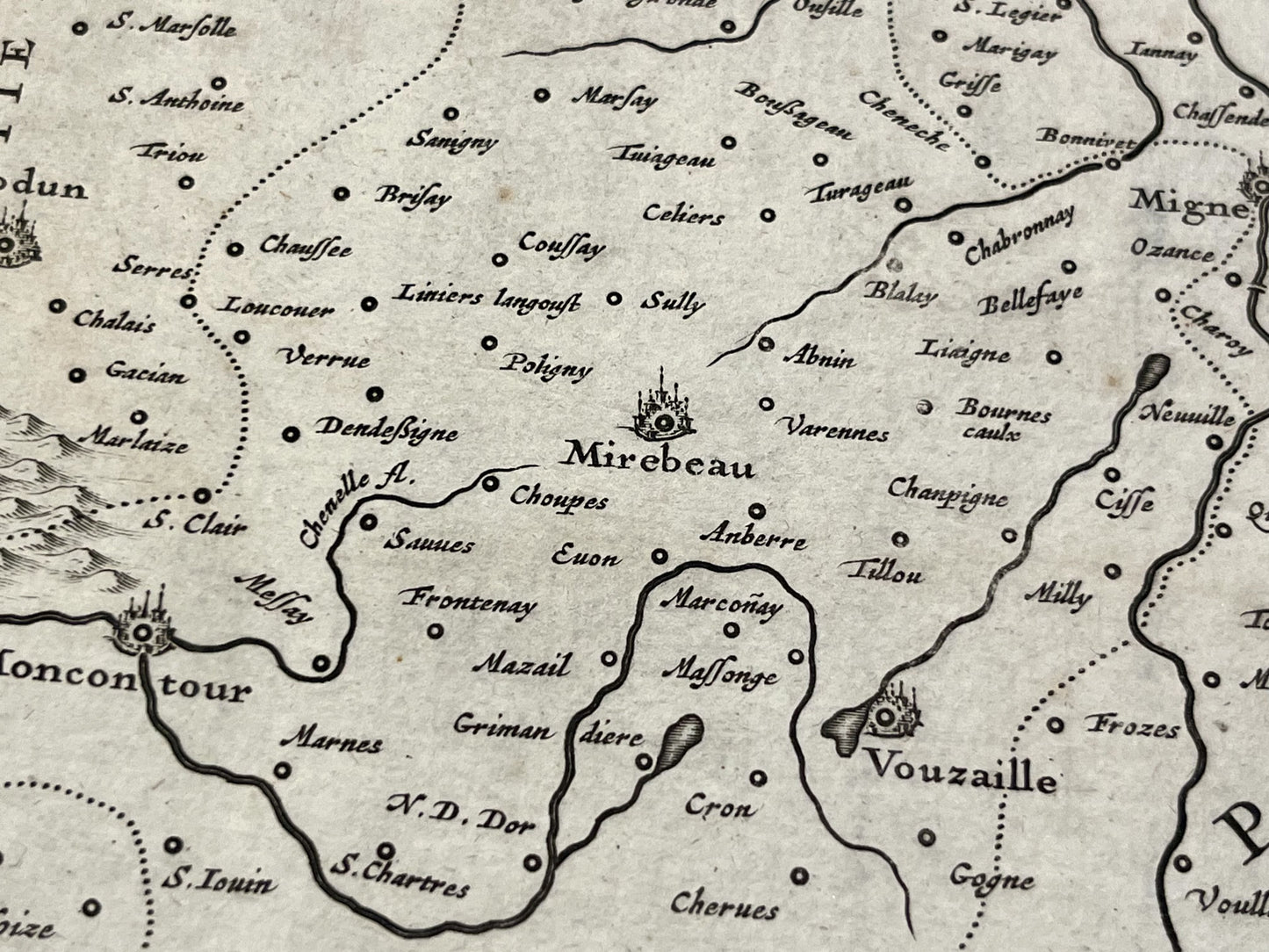Carte geographique ancienne Mirebeau Vienne