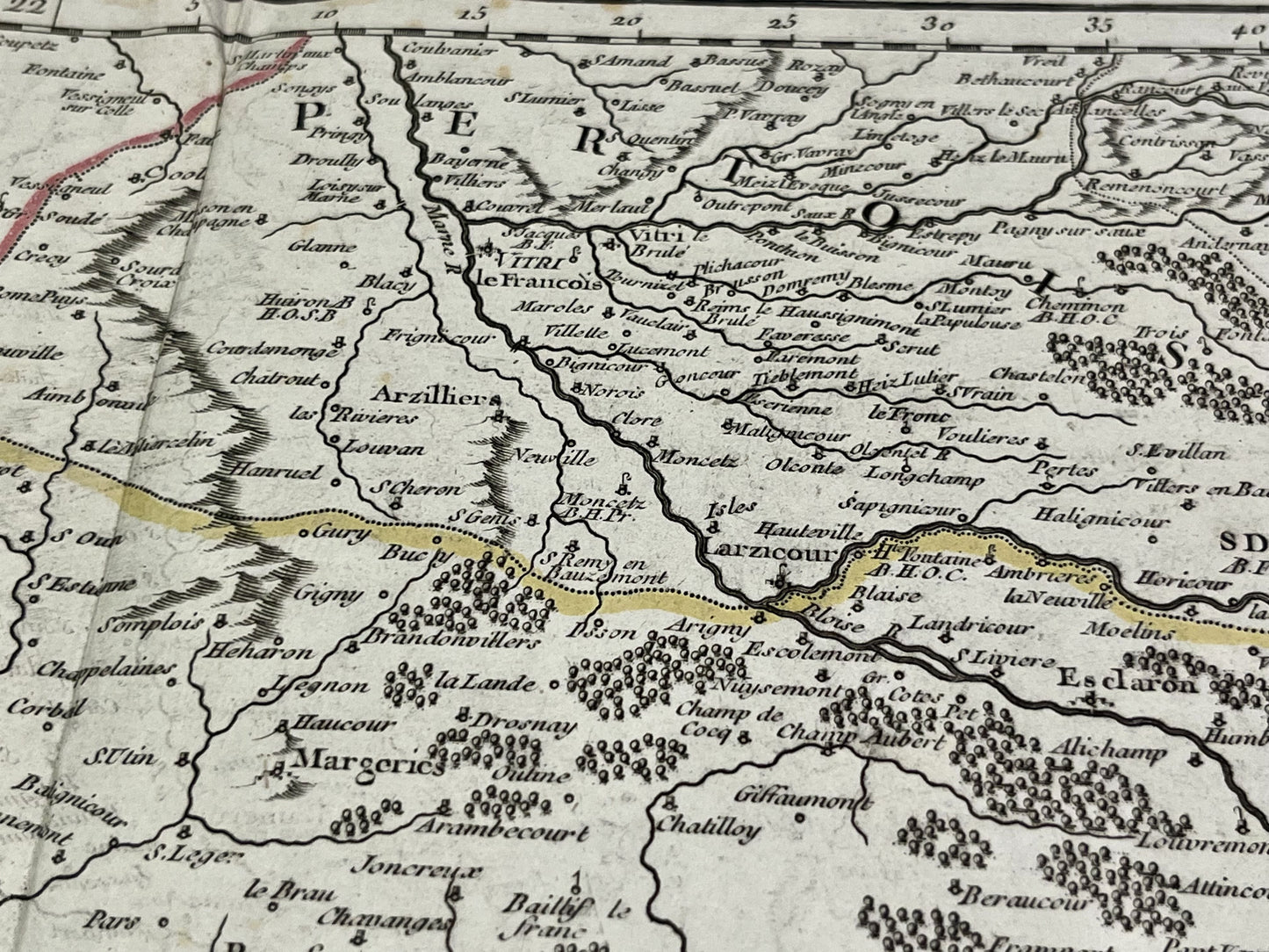 Carte geographique ancienne Perthois Champagne