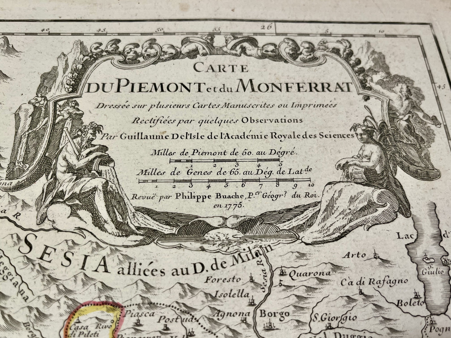 Carte geographique ancienne Piemont Montferrat par Guillaume Delisle