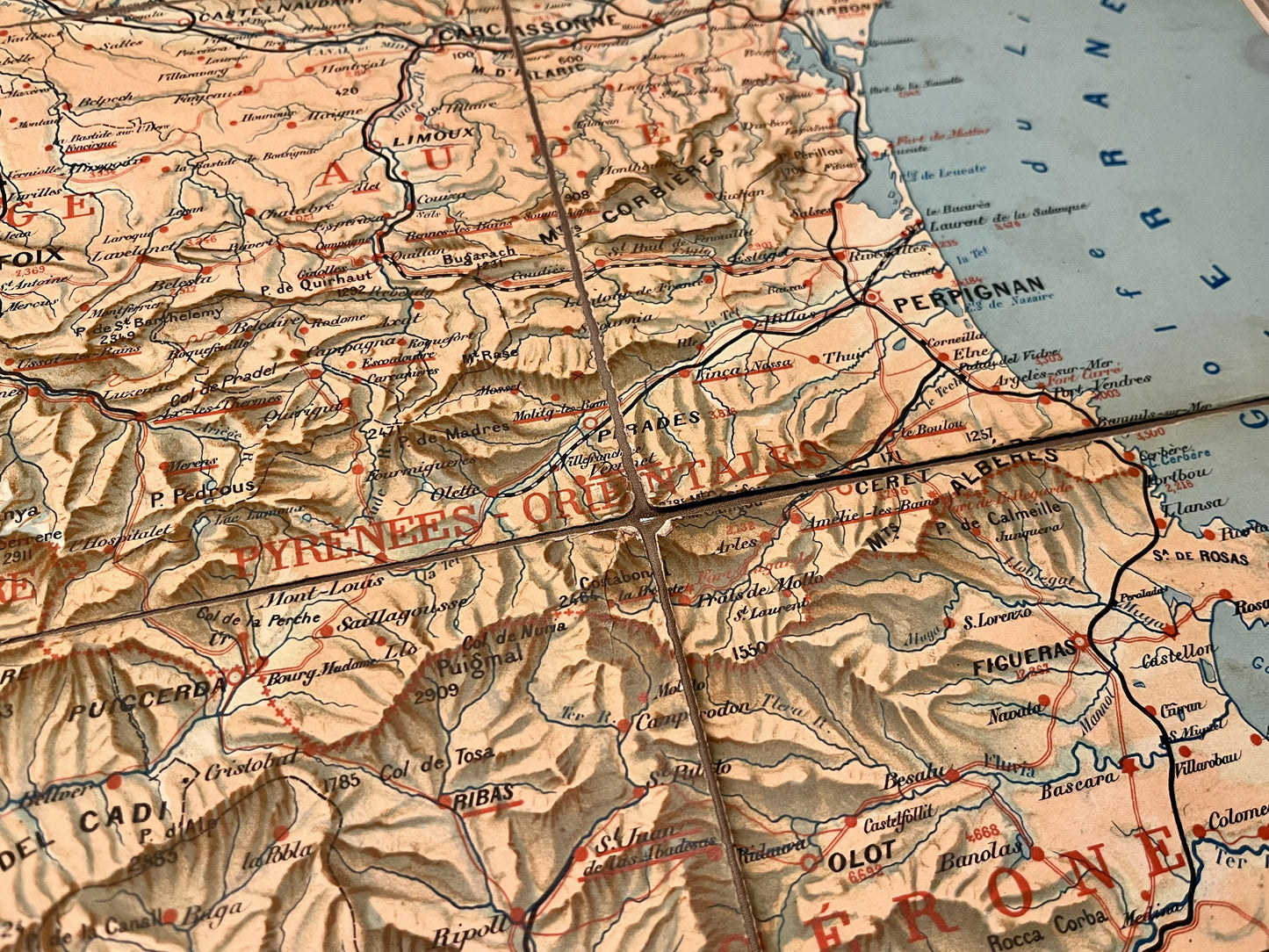 Carte geographique ancienne Pyrenees