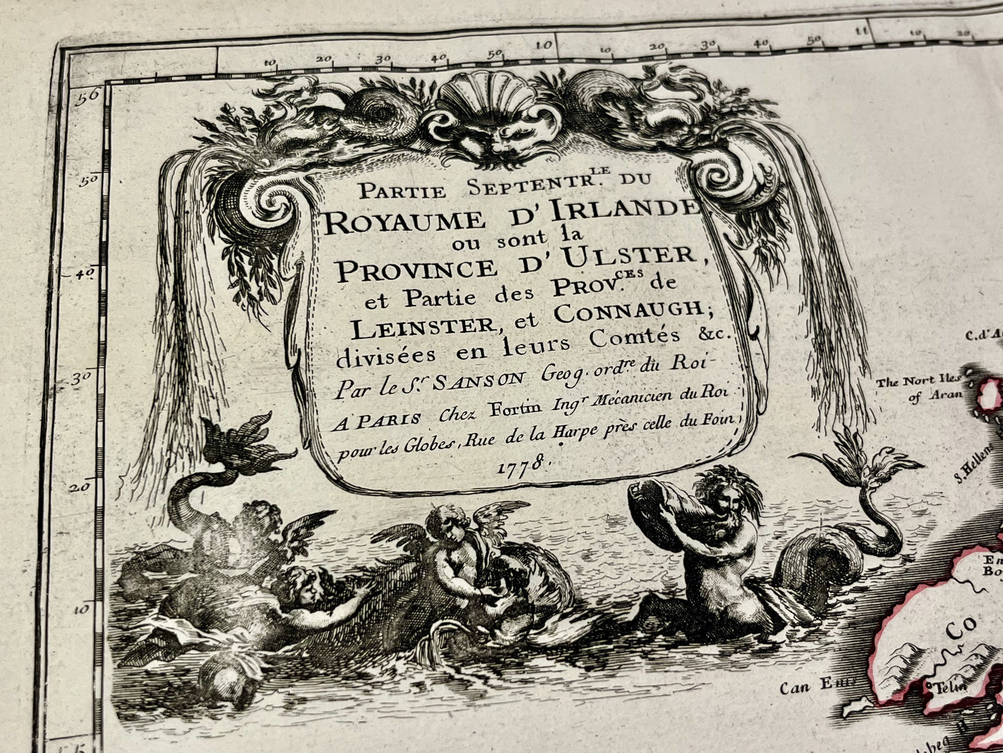 Carte geographique ancienne Ulster Connacht Irlande