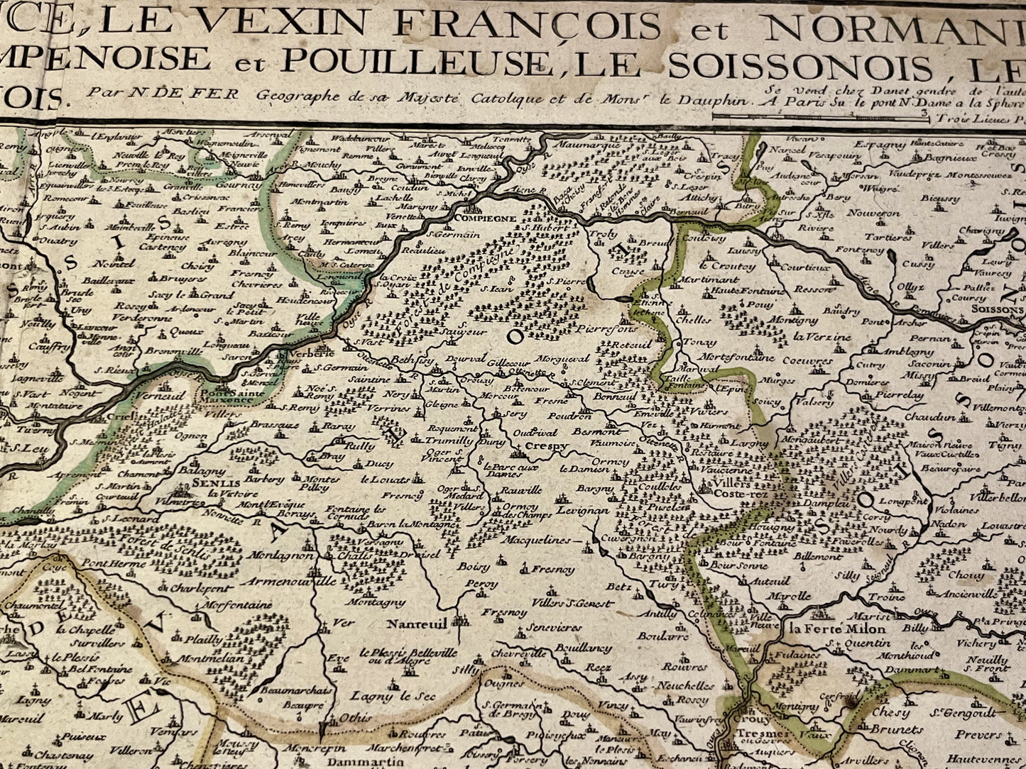 Carte geographique ancienne Vexin Brie Hurepoix Champagne